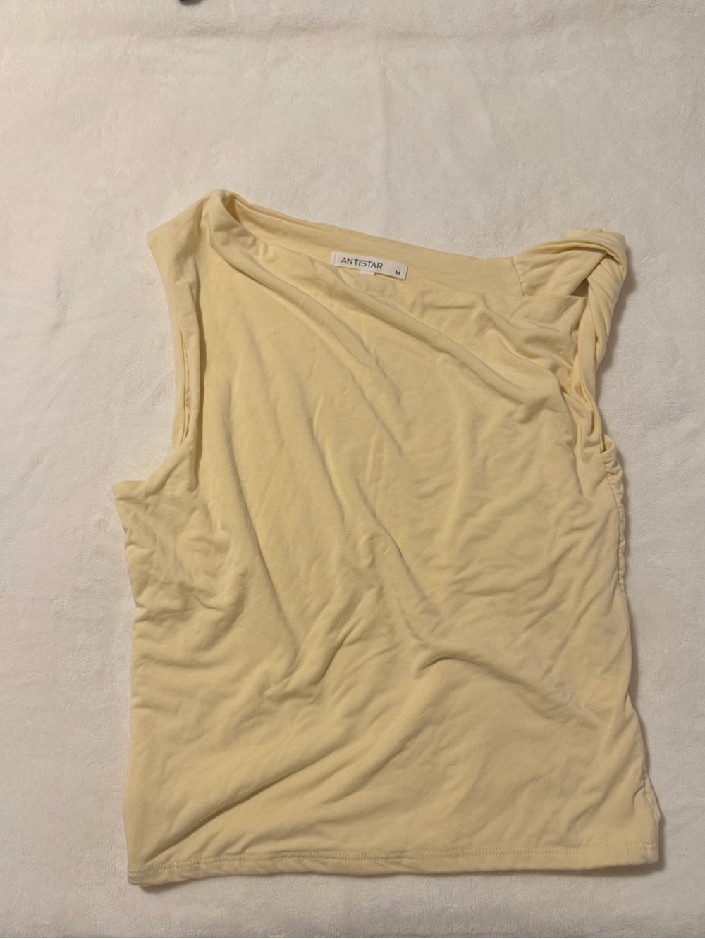 Light Yellow Asymmetric Sleeveless Crop Top